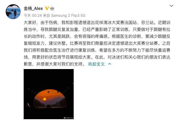 b体育下载-金杨跟腱炎复发 彭金组合退出花滑大奖赛分站赛